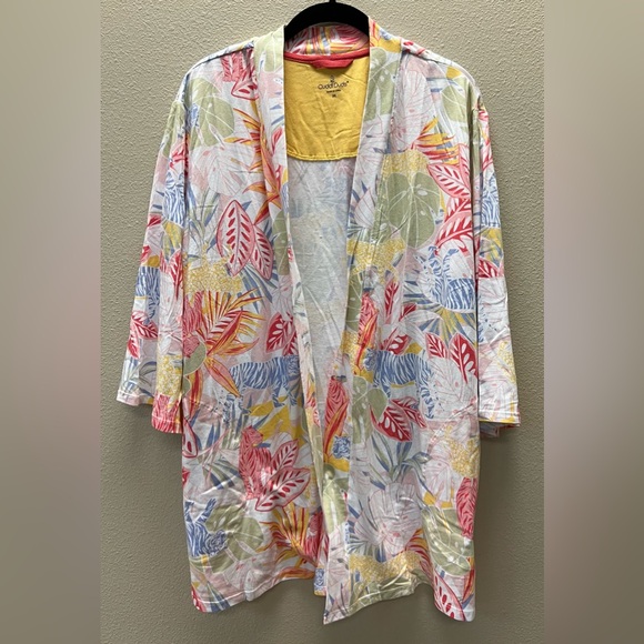 Cuddl Duds Other - Cuddl Duds - Med - NEW No Tags - Floral Yellow/Coral Short Robe